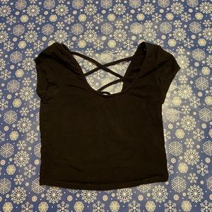 Black cropped shirt with cute back design